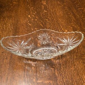 Starburst Cut Glass Oblong Serving, Candy Dish, Ice Cream Boat